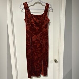 SHEIN Burnt Orange Floral Midi Dress